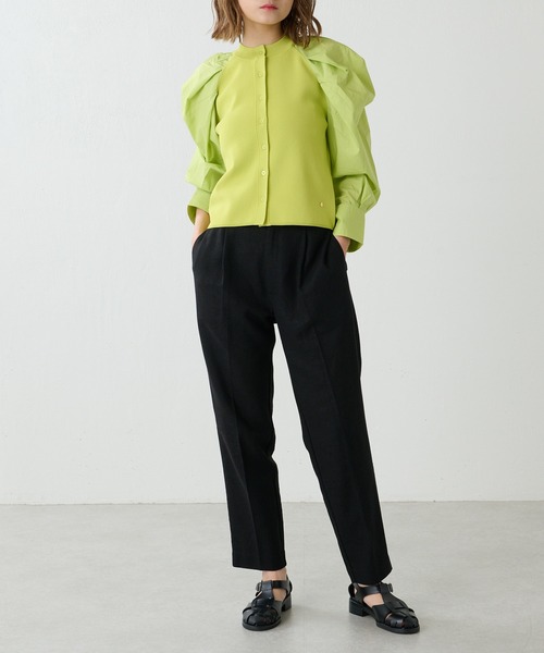 Lui's（ルイス）の「麻混ワイドテーパードパンツ（スラックス・レディース・ブラック/ライム/キナリ・FREE）」の9枚目の写真