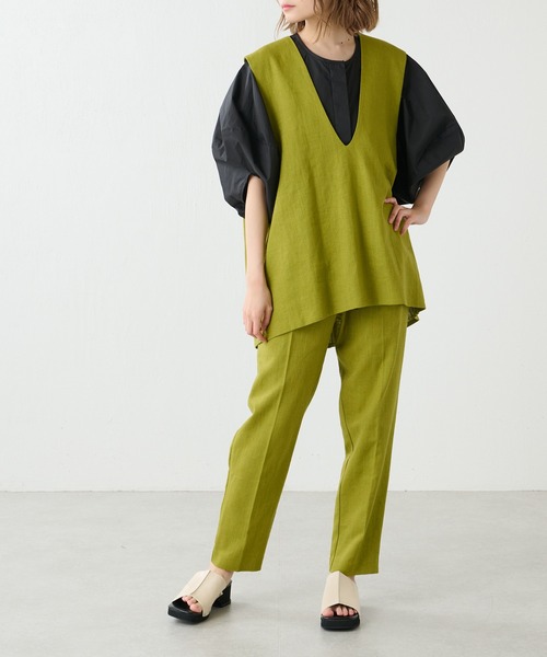 Lui's（ルイス）の「麻混ワイドテーパードパンツ（スラックス・レディース・ブラック/ライム/キナリ・FREE）」の19枚目の写真