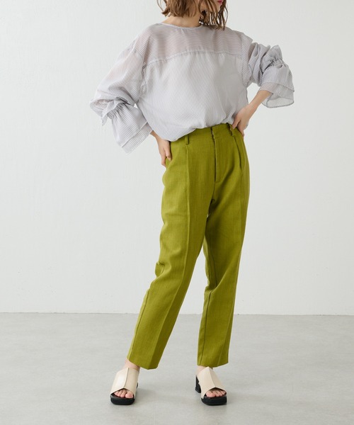 Lui's（ルイス）の「麻混ワイドテーパードパンツ（スラックス・レディース・ブラック/ライム/キナリ・FREE）」の13枚目の写真