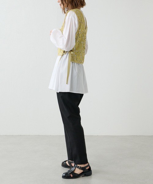 Lui's（ルイス）の「麻混ワイドテーパードパンツ（スラックス・レディース・ブラック/ライム/キナリ・FREE）」の10枚目の写真