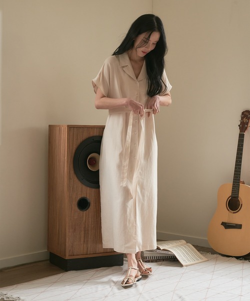 MUYMONA(ムイモナ)の「Front button open collar one-piece mmw22s030【MUYMONA】【2022SS】(ワンピース・レディース・チャコール/ライトベージュ・FREE)」の18枚目の写真