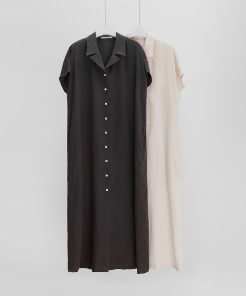MUYMONA(ムイモナ)の「Front button open collar one-piece mmw22s030【MUYMONA】【2022SS】(ワンピース・レディース・チャコール/ライトベージュ・FREE)」の16枚目の写真