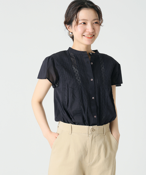 B.C STOCK(ベーセーストック)の「タックレース フレンチスリーブブラウス(シャツ/ブラウス・レディース・ホワイト/ネイビー/ブラウン・FREE)」の22枚目の写真
