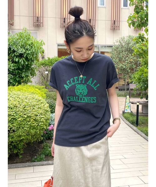 Ungrid（アングリッド）の「TigerロゴヴィンテージTee（Tシャツ/カットソー・レディース・チャコールグレー/オフホワイト/オレンジ・FREE）」の4枚目の写真