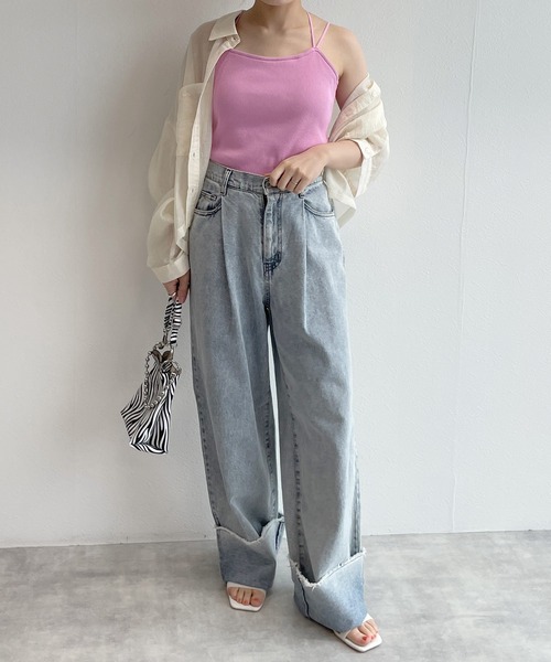 w closet(ダブルクローゼット)の「【カップ付き】バッククロスキャミソール(キャミソール・レディース・ブラック/オフホワイト/ピンク/モカ/ブラウン・FREE)」の7枚目の写真