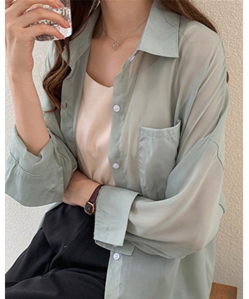 Ritzy(リッツィー)の「シアーカラーシャツブラウス(シャツ/ブラウス・レディース・ホワイト/ピンク/グリーン・M/L)」の11枚目の写真