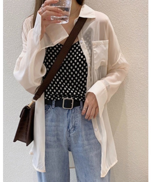 Ritzy(リッツィー)の「シアーカラーシャツブラウス(シャツ/ブラウス・レディース・ホワイト/ピンク/グリーン・M/L)」の13枚目の写真