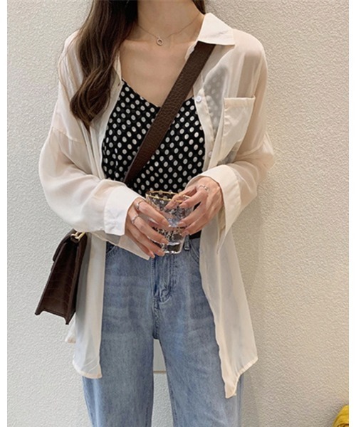 Ritzy(リッツィー)の「シアーカラーシャツブラウス(シャツ/ブラウス・レディース・ホワイト/ピンク/グリーン・M/L)」の10枚目の写真