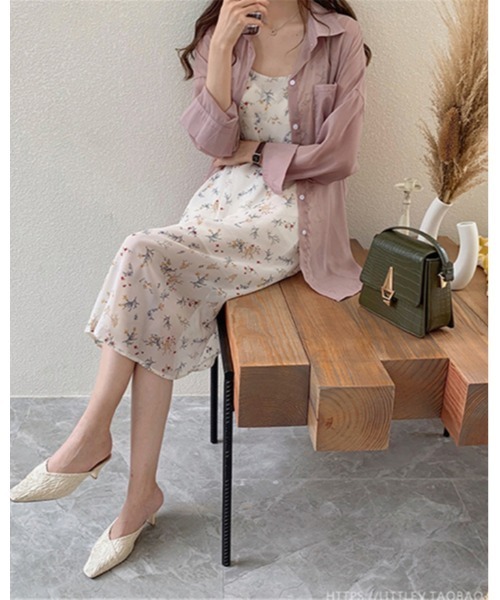 Ritzy(リッツィー)の「シアーカラーシャツブラウス(シャツ/ブラウス・レディース・ホワイト/ピンク/グリーン・M/L)」の4枚目の写真