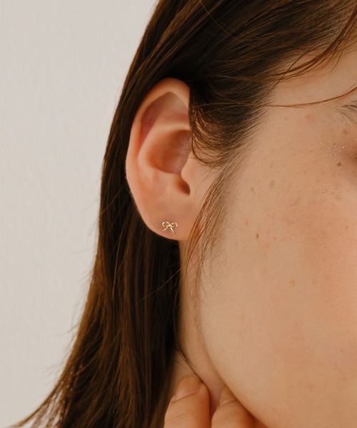 セール】【K10】エレガントリボンピアス/BOX＆ショッパーつき