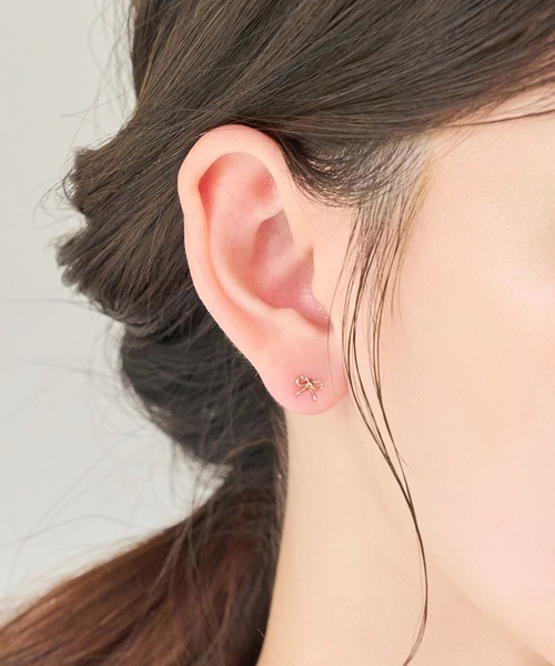 セール】【K10】エレガントリボンピアス/BOX＆ショッパーつき