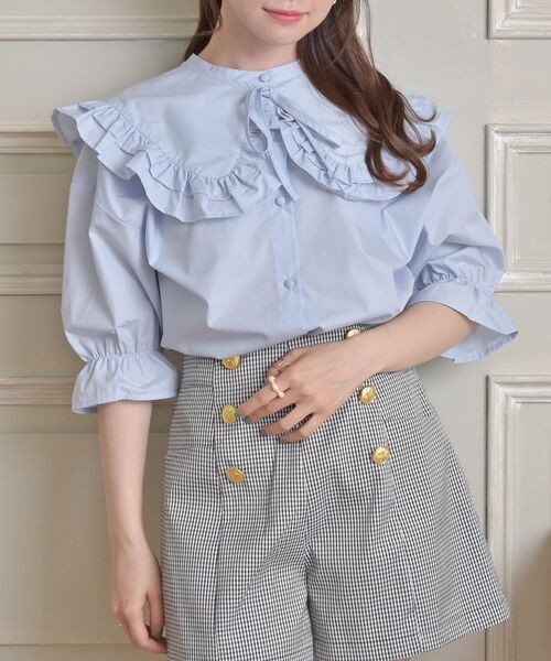 ems excite（エムズエキサイト）の「２wayカラーBL（シャツ/ブラウス・レディース・ピンク系その他/ブラック系その他2/ホワイト/ブルー・FREE）」の4枚目の写真