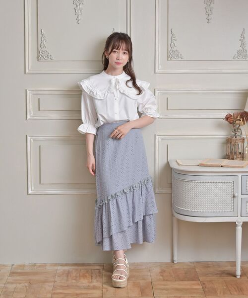 ems excite（エムズエキサイト）の「２wayカラーBL（シャツ/ブラウス・レディース・ピンク系その他/ブラック系その他2/ホワイト/ブルー・FREE）」の9枚目の写真