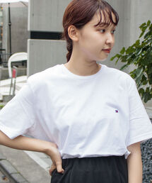 【TOMMYHILFIGER/トミーヒルフィガー】コア フラッグ クルーネックTシャツ オーバーサイズ 09T3139 ワンポイント刺繍 ビッグシルエット