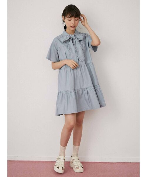 merry jenny（メリージェニー）の「フリルボウタイミニワンピース（ワンピース・レディース・オフホワイト/ブルー/ブラック・FREE）」の5枚目の写真