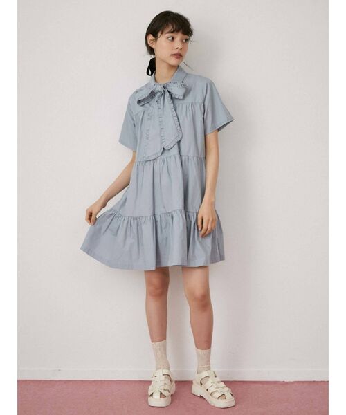 merry jenny（メリージェニー）の「フリルボウタイミニワンピース（ワンピース・レディース・オフホワイト/ブルー/ブラック・FREE）」の6枚目の写真
