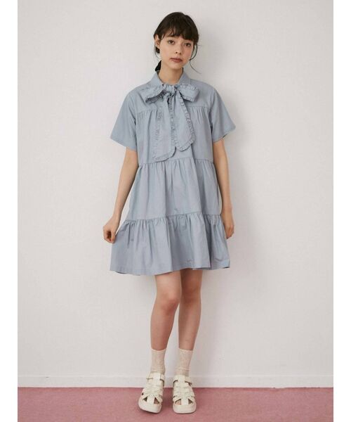 merry jenny（メリージェニー）の「フリルボウタイミニワンピース（ワンピース・レディース・オフホワイト/ブルー/ブラック・FREE）」の7枚目の写真