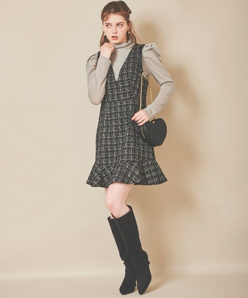 31 Sons de mode（トランテアン　ソン　ドゥ　モード）の「シアスリーブモックネックニット（ニット/セーター・レディース・ブラウン系その他/ライトグリーン/ブラック・36）」の10枚目の写真