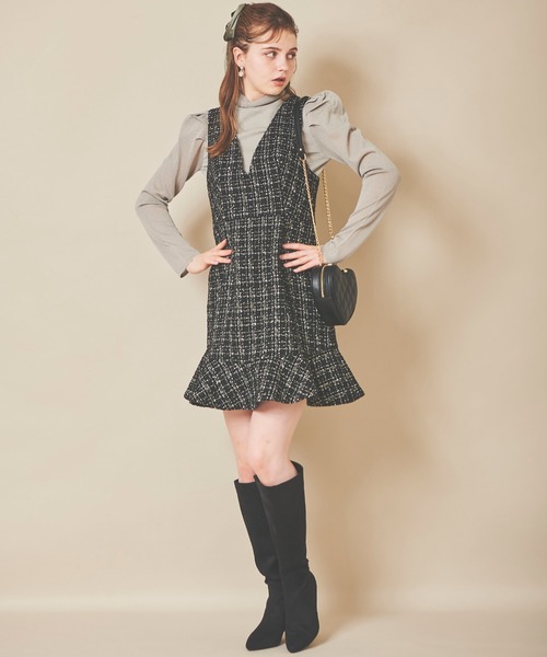 31 Sons de mode（トランテアン　ソン　ドゥ　モード）の「シアスリーブモックネックニット（ニット/セーター・レディース・ブラウン系その他/ライトグリーン/ブラック・36）」の11枚目の写真