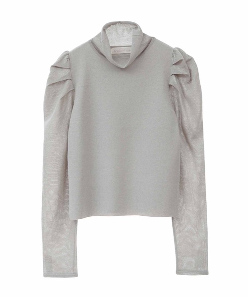 31 Sons de mode（トランテアン　ソン　ドゥ　モード）の「シアスリーブモックネックニット（ニット/セーター・レディース・ブラウン系その他/ライトグリーン/ブラック・36）」の12枚目の写真