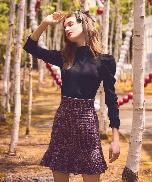 31 Sons de mode（トランテアン　ソン　ドゥ　モード）の「シアスリーブモックネックニット（ニット/セーター・レディース・ブラウン系その他/ライトグリーン/ブラック・36）」の18枚目の写真