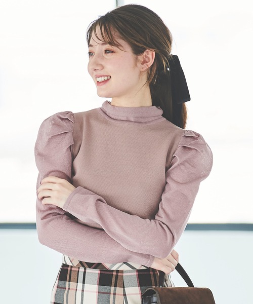 31 Sons de mode（トランテアン　ソン　ドゥ　モード）の「シアスリーブモックネックニット（ニット/セーター・レディース・ブラウン系その他/ライトグリーン/ブラック・36）」の20枚目の写真