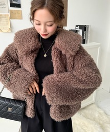 衿付きプードルフェイクファーブルゾン