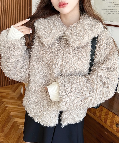 セール】衿付きプードルフェイクファーブルゾン（その他アウター