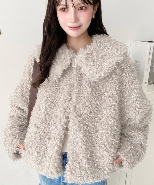 セール】衿付きプードルフェイクファーブルゾン（その他アウター