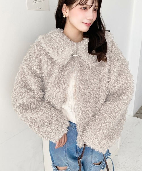 セール】衿付きプードルフェイクファーブルゾン（その他アウター