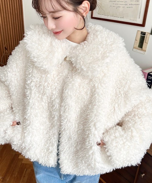 セール】衿付きプードルフェイクファーブルゾン（その他アウター