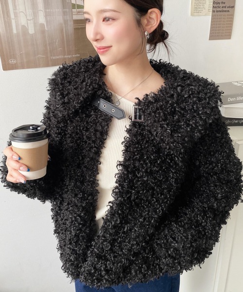 セール】衿付きプードルフェイクファーブルゾン（その他アウター