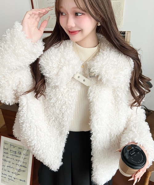 セール】衿付きプードルフェイクファーブルゾン（その他アウター
