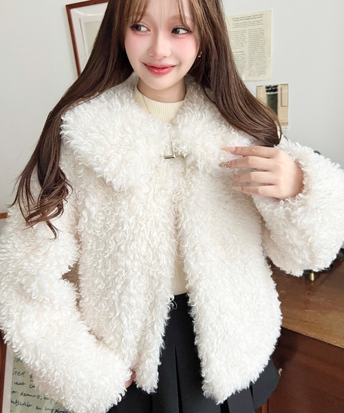 セール】衿付きプードルフェイクファーブルゾン（その他アウター