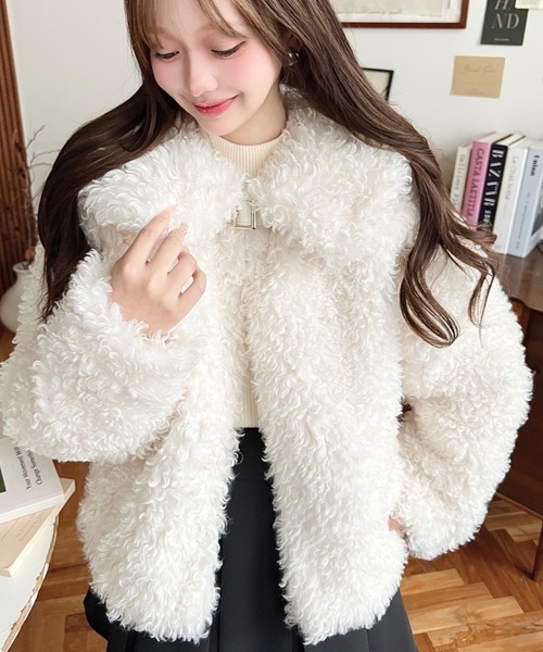 セール】衿付きプードルフェイクファーブルゾン（その他アウター