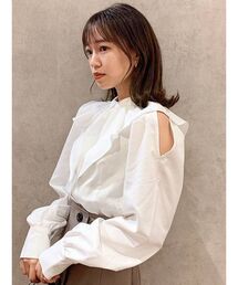 dazzlin | ラッフルカラー付オープンショルダースリーブブラウス(シャツ/ブラウス)