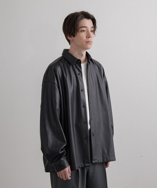 JUNRED(ジュンレッド)の「フェイクレザーバルーンシャツ(シャツ/ブラウス・メンズ・ブラック・S/M/L)」の20枚目の写真
