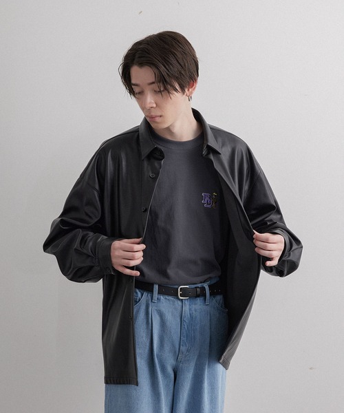 JUNRED(ジュンレッド)の「フェイクレザーバルーンシャツ(シャツ/ブラウス・メンズ・ブラック・S/M/L)」の7枚目の写真