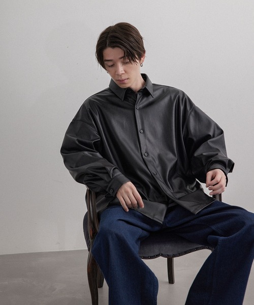 JUNRED(ジュンレッド)の「フェイクレザーバルーンシャツ(シャツ/ブラウス・メンズ・ブラック・S/M/L)」の21枚目の写真