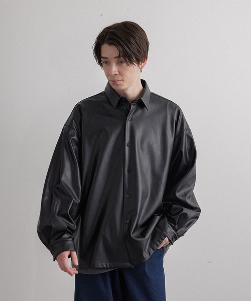JUNRED(ジュンレッド)の「フェイクレザーバルーンシャツ(シャツ/ブラウス・メンズ・ブラック・S/M/L)」の18枚目の写真