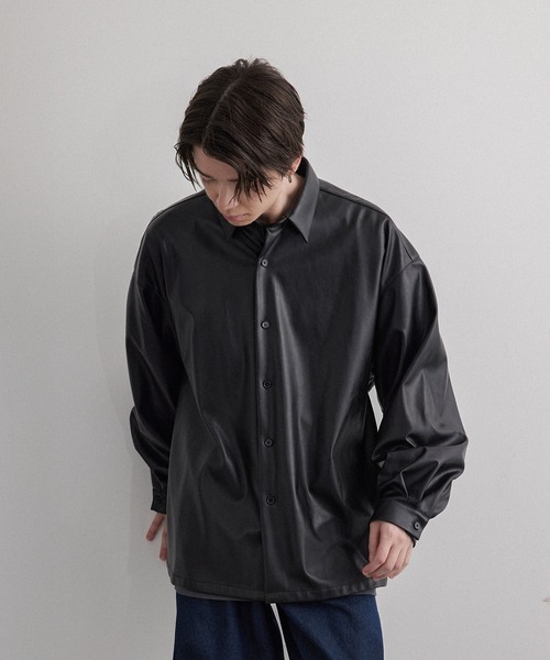 JUNRED(ジュンレッド)の「フェイクレザーバルーンシャツ(シャツ/ブラウス・メンズ・ブラック・S/M/L)」の13枚目の写真
