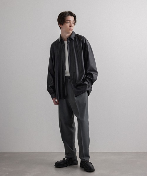 JUNRED(ジュンレッド)の「フェイクレザーバルーンシャツ(シャツ/ブラウス・メンズ・ブラック・S/M/L)」の8枚目の写真