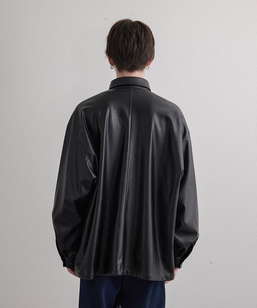 JUNRED(ジュンレッド)の「フェイクレザーバルーンシャツ(シャツ/ブラウス・メンズ・ブラック・S/M/L)」の12枚目の写真