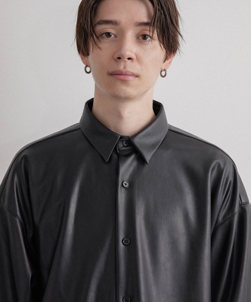 JUNRED(ジュンレッド)の「フェイクレザーバルーンシャツ(シャツ/ブラウス・メンズ・ブラック・S/M/L)」の17枚目の写真