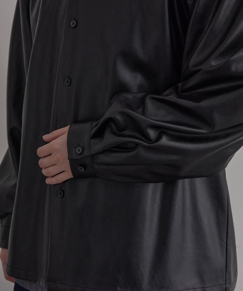 JUNRED(ジュンレッド)の「フェイクレザーバルーンシャツ(シャツ/ブラウス・メンズ・ブラック・S/M/L)」の9枚目の写真