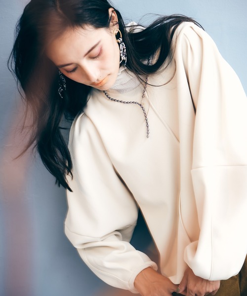 LAYMEE（レイミー）の「Roi layered CS / ロイレイヤードカットソー（Tシャツ/カットソー・レディース・ブラック/アイボリー・FREE）」の2枚目の写真