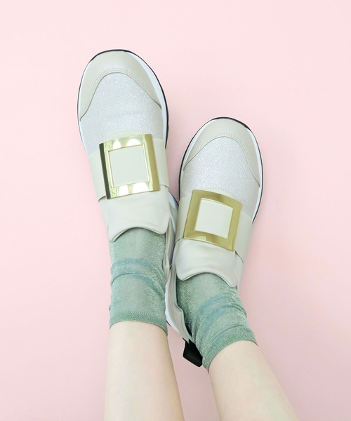 enchanted（エンチャンテッド）の「メタリックバックルダッドスニーカー（スニーカー・レディース・ブラック/シルバー系/ブラック×ホワイト/ベージュ・S/M/L/LL）」の3枚目の写真