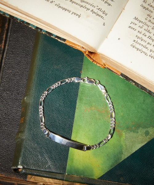 SILVER925 CHAIN BRACELET フィガロプレートシルバーチェーン 