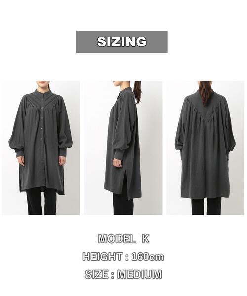 coen（コーエン）の「ウィンターリネンロングシャツ（シャツ/ブラウス・レディース・オフホワイト/ダークグレー・L/M）」の10枚目の写真