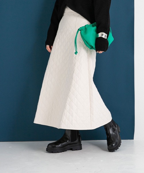 bohmal（ボマール）の「切替キルティングフレアスカート（スカート・レディース・ブラック/アイボリー・FREE）」の20枚目の写真